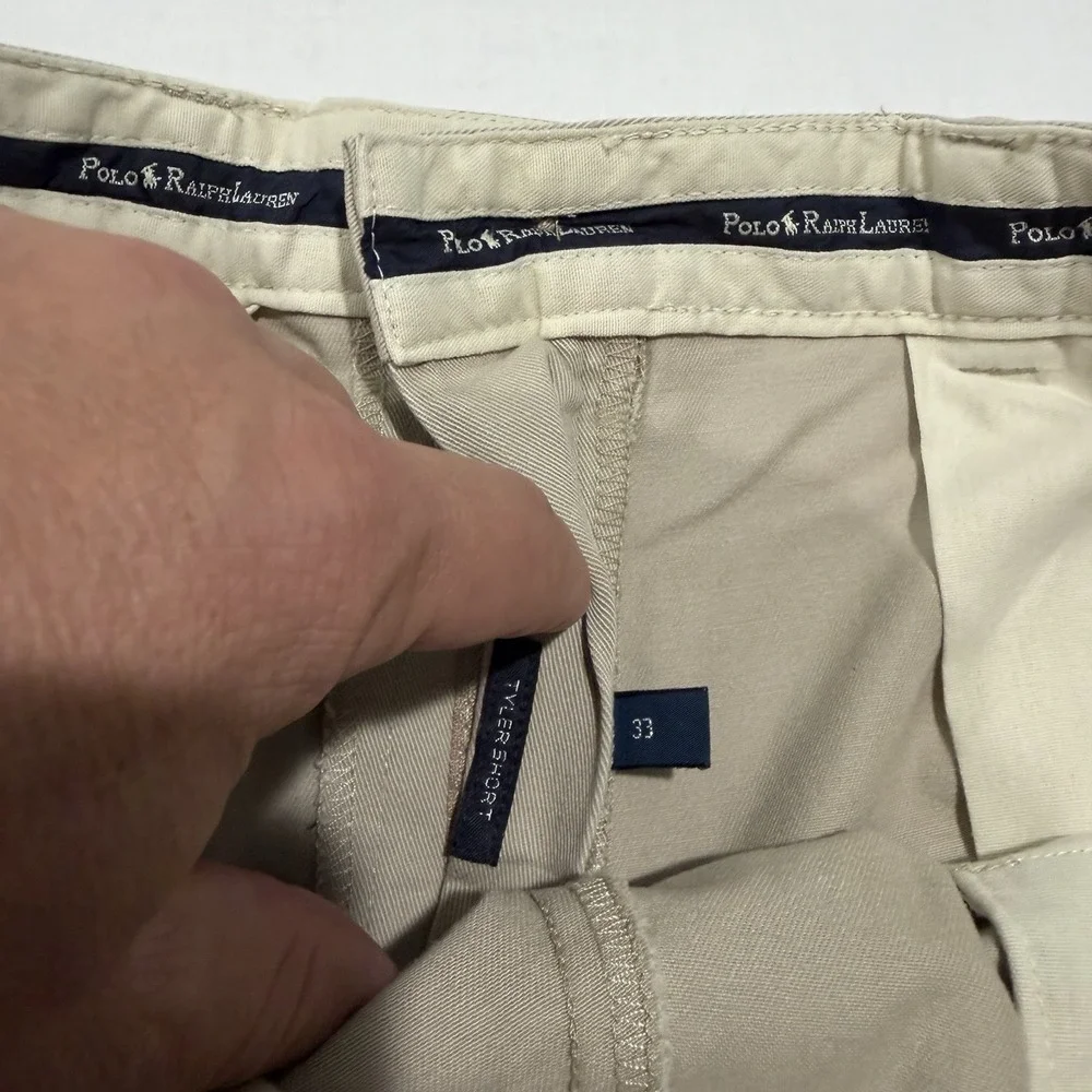 VTG 90s NWT Polo Ralph Lauren Tyler Short Mens 33 Tan Khaki Pleated Chino Shorts